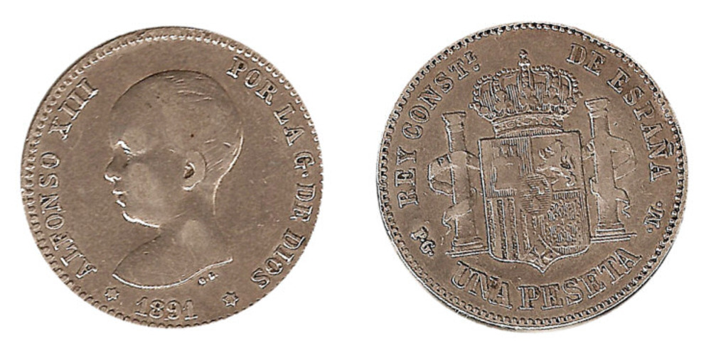 1 peseta 1891